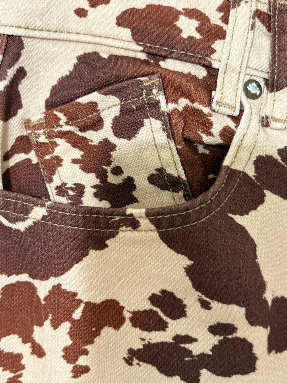 Free People We The Free Cow Print Straight Leg Jeans Size 29 NWOT
